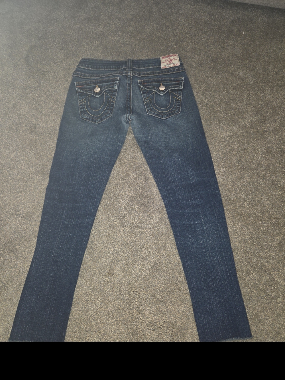True Religion Women's Blue Straight Leg Capri Jeans